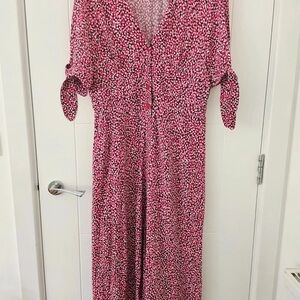 Elegant Long Sleeve Pink Patterned Dress